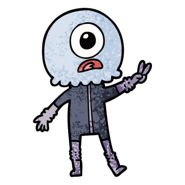 Tepegöz'ü uzaylı uzaylı barış işareti veren çizgi film