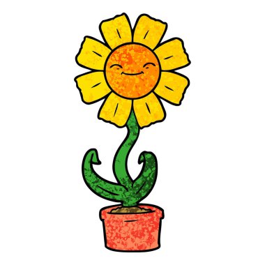 Çizgi film çiçeğinin vektör illüstrasyonu