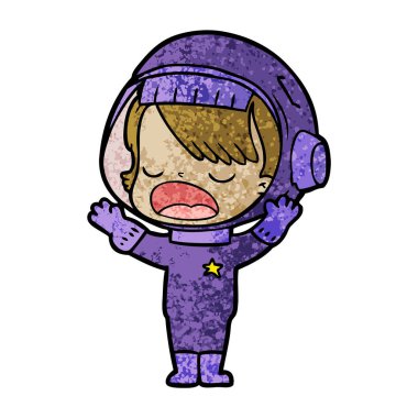 konuşuyor karikatür astronot kız