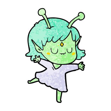 vektör çizim karikatür uzaylı kız