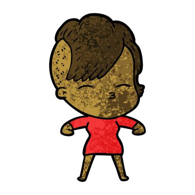 çizgi film kız gözlerini kısarak vektör çizim