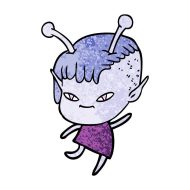 vektör çizim karikatür uzaylı kız