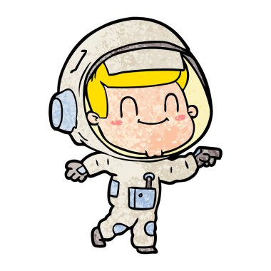 mutlu karikatür astronot vektör çizim