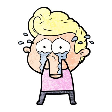 adam ağlıyor çizgi film vektör çizim