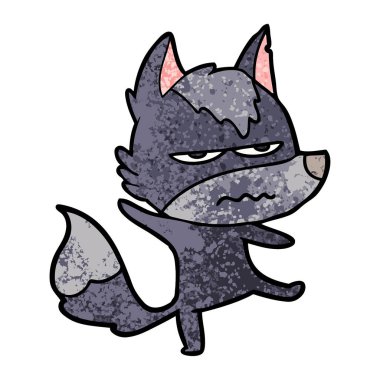 vektör çizim karikatür rahatsız kurt