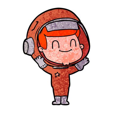 mutlu karikatür astronot vektör çizim