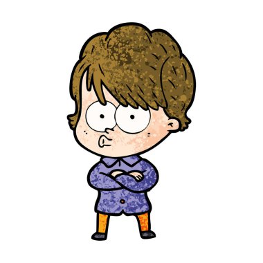 Çizgi filmdeki kadının vektör çizimi