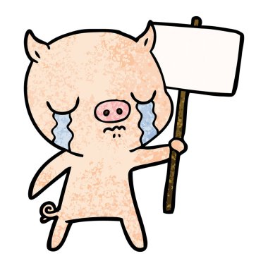 domuz işareti yazı ile ağlıyor çizgi film