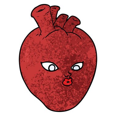 Karikatür kalp çiziminin vektör çizimi