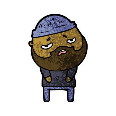 Sakallı endişeli adam çizgi film 