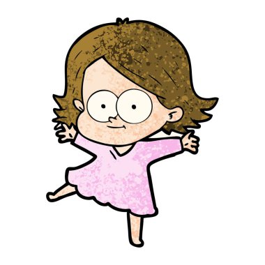 mutlu çizgi film kız vektör çizim