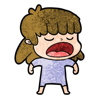 yüksek sesle konuşuyor karikatür kadın