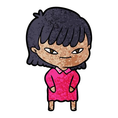 Çizgi filmdeki kadının vektör çizimi