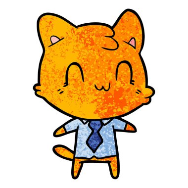 vektör çizim karikatür mutlu kedi