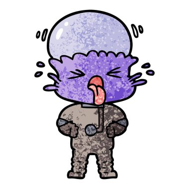 tiksinti çizgi film uzaylı vektör çizim