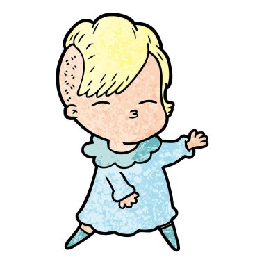 çizgi film kız gözlerini kısarak vektör çizim