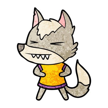 vektör çizim öfkeli wolf çizgi film