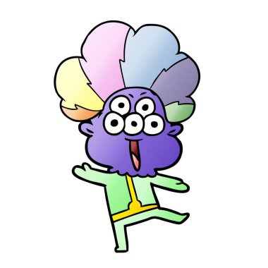 Palyaço peruk içinde dans mutlu çizgi film yabancı