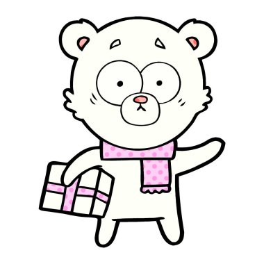 Kutup ayısı Noel mevcut karikatür ile