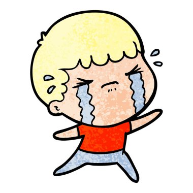 vektör çizim karikatür adam ağlıyor