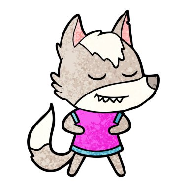 Dostu karikatür kurt kız