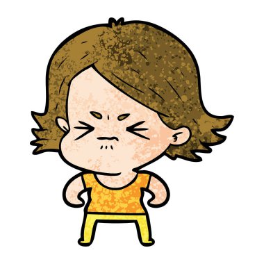 vektör çizim karikatür kızgın kız