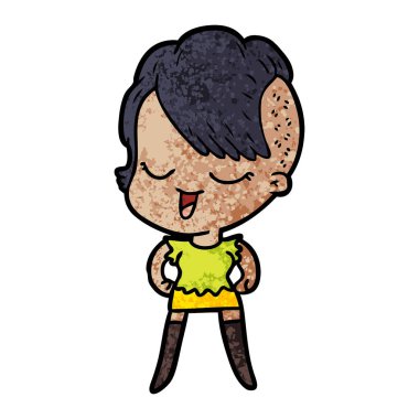 mutlu çizgi film kız vektör çizim