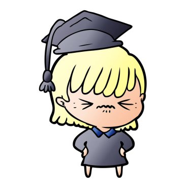 rahatsız çizgi film kız vektör çizim