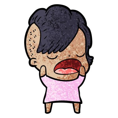 konuşuyor karikatür serin hippi kız