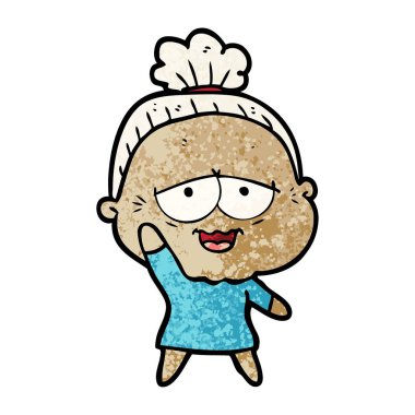 karikatür mutlu yaşlı kadın