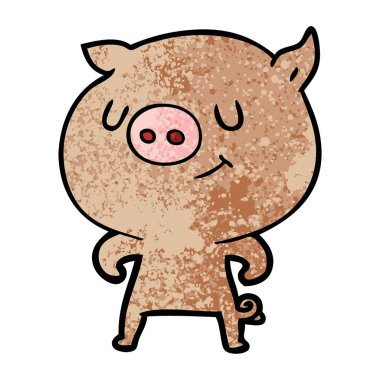 mutlu karikatür domuz vektör çizim