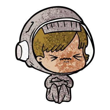 vektör çizim karikatür astronot kadın
