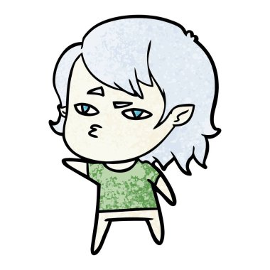 Çizgi filmdeki vampir kızın vektör çizimi