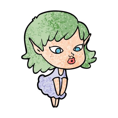 vektör çizim karikatür elf kızı
