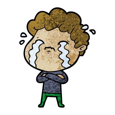 vektör çizim karikatür adam ağlıyor