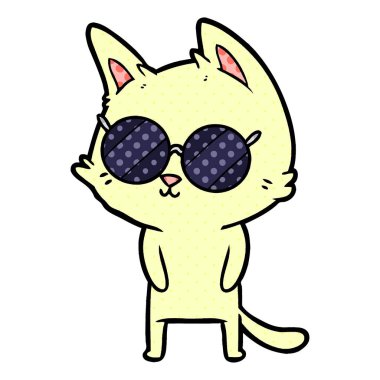 parlak gözleri ile karikatür kedi