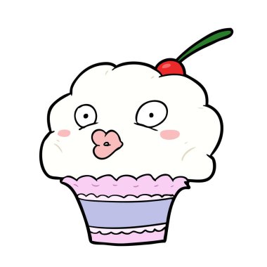 komik karikatür cupcake vektör çizim