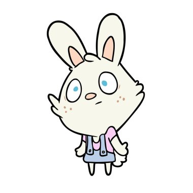 omuzlarında shrugging sevimli çizgi tavşan