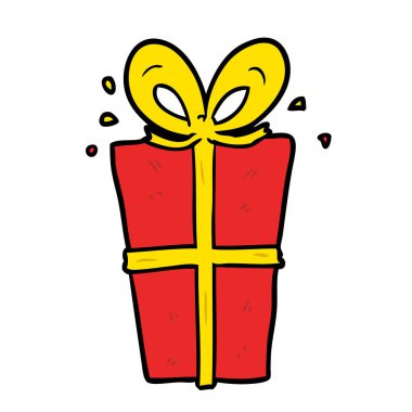 vektör çizim karikatür hediye sarılmış