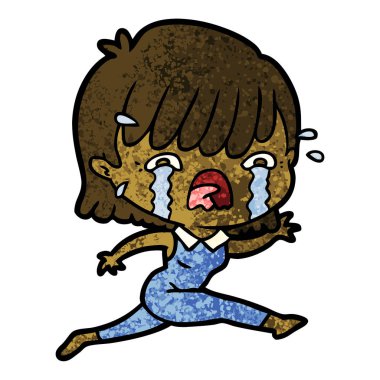 vektör çizim karikatür kız ağlıyor