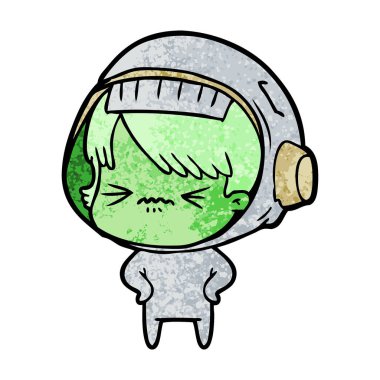 kızgın çizgi film alan kız kalça üzerinde elleriyle