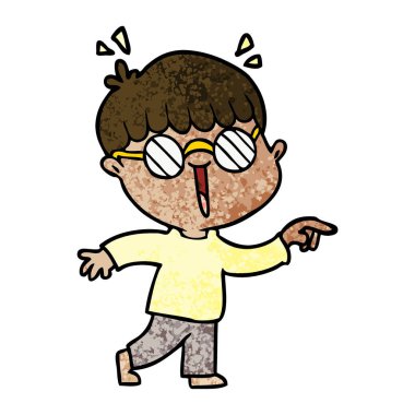 çizgi film çocuk gözlük takıyor