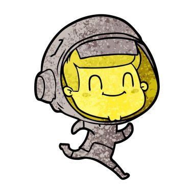 mutlu karikatür astronot vektör çizim