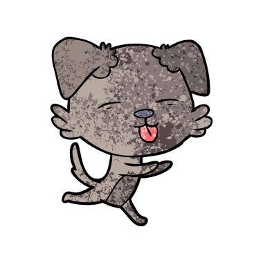 Çizgi filmdeki köpek dilini çıkartıyor.