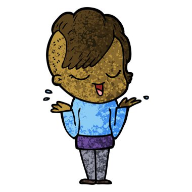 mutlu çizgi film kız vektör çizim