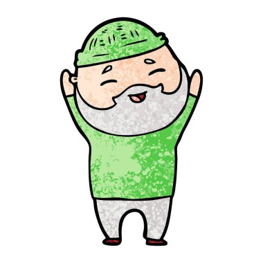 Çizgi film mutlu sakallı adam