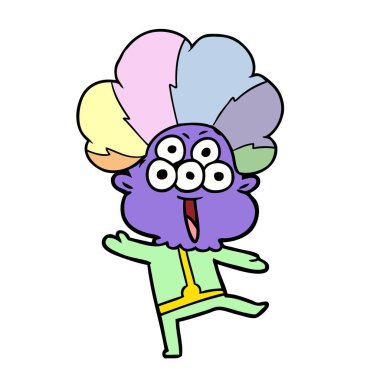 Palyaço peruk içinde dans mutlu çizgi film yabancı