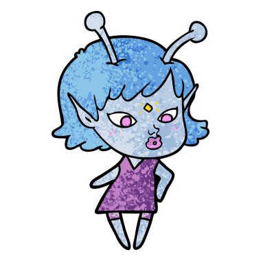 vektör çizim karikatür uzaylı kız