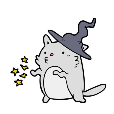 büyülü şaşırtıcı karikatür kedi Sihirbazı