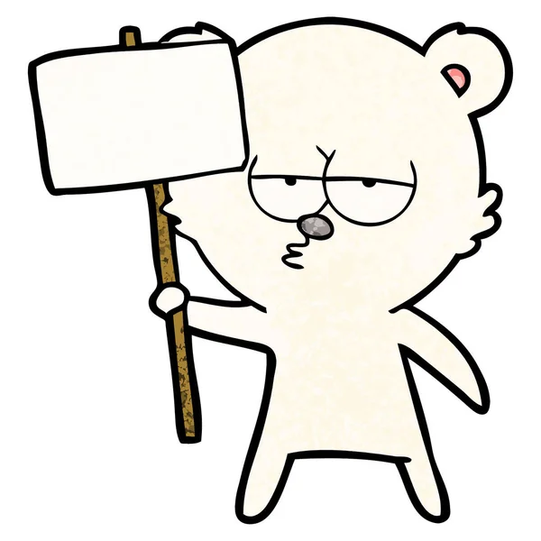 Cartoni Animati Orso Polare Annoiato Con Segno — Vettoriale Stock